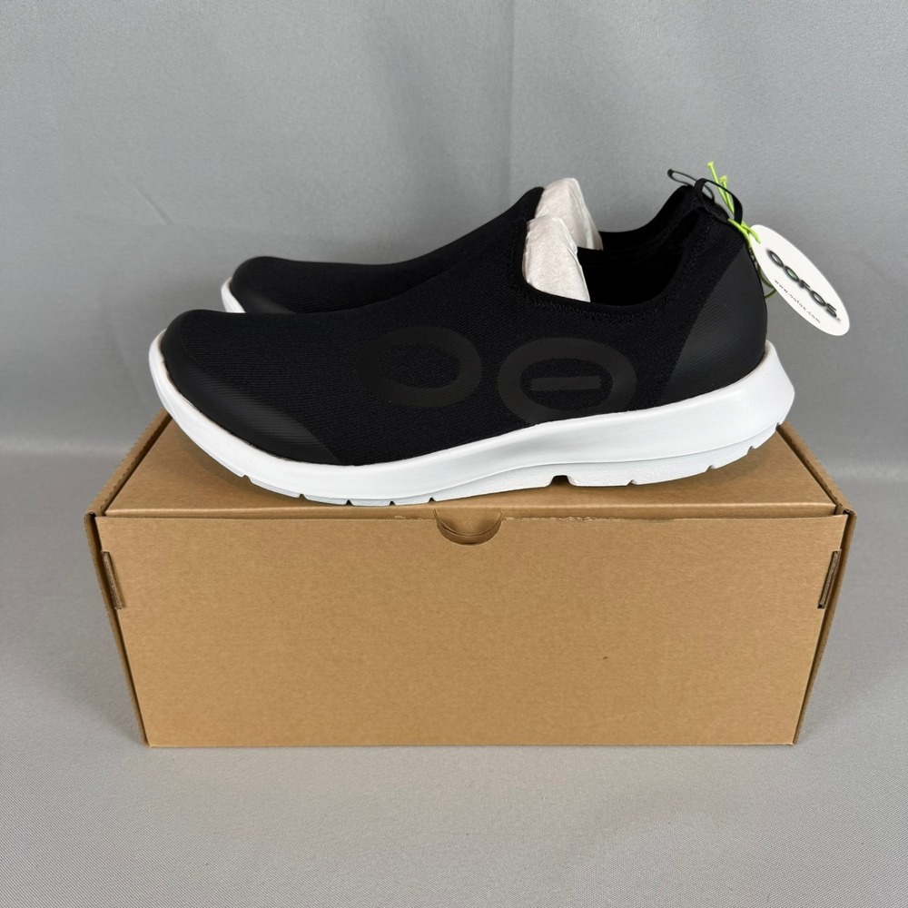 Oofos OOmg Sport Recovery Sneakers Mens 16 Black White Slip-On Light New NIB